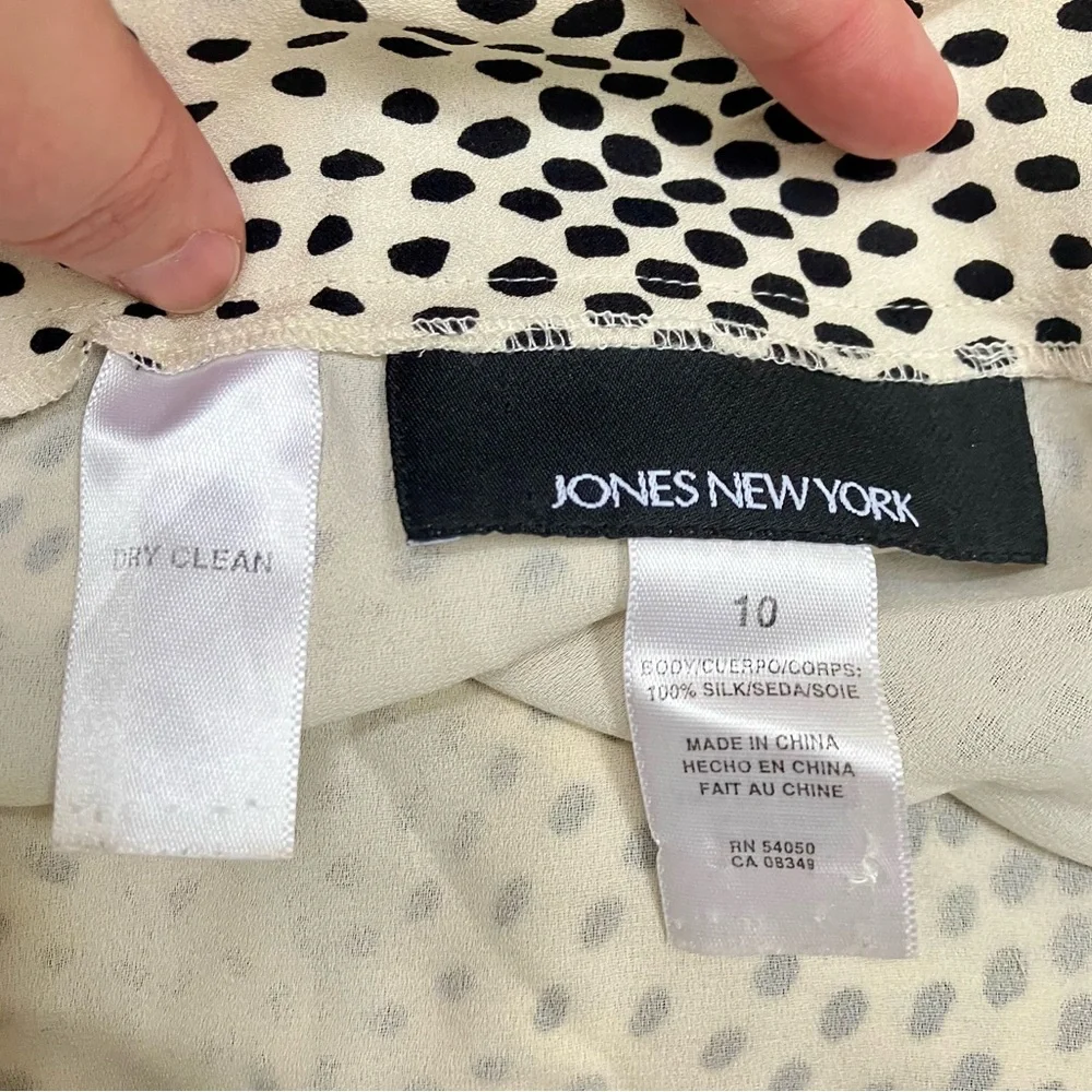 VINTAGE Y2K Jones New York 100% Silk Black and White Patterned Skirt Women's 10 - Picture 4 of 6
